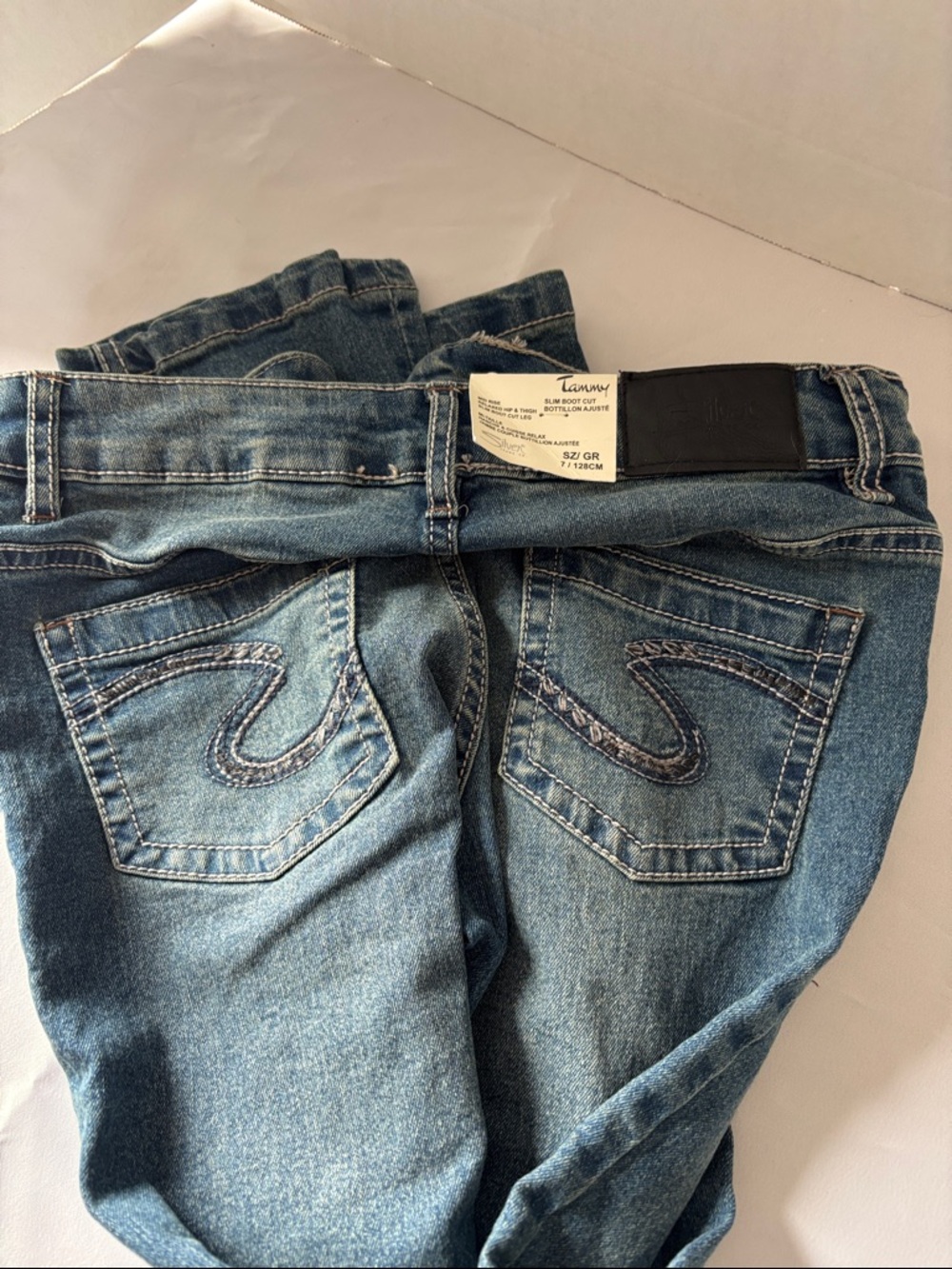 NWT Girls Silver Denim Jeans 7 - Picture 2 of 4